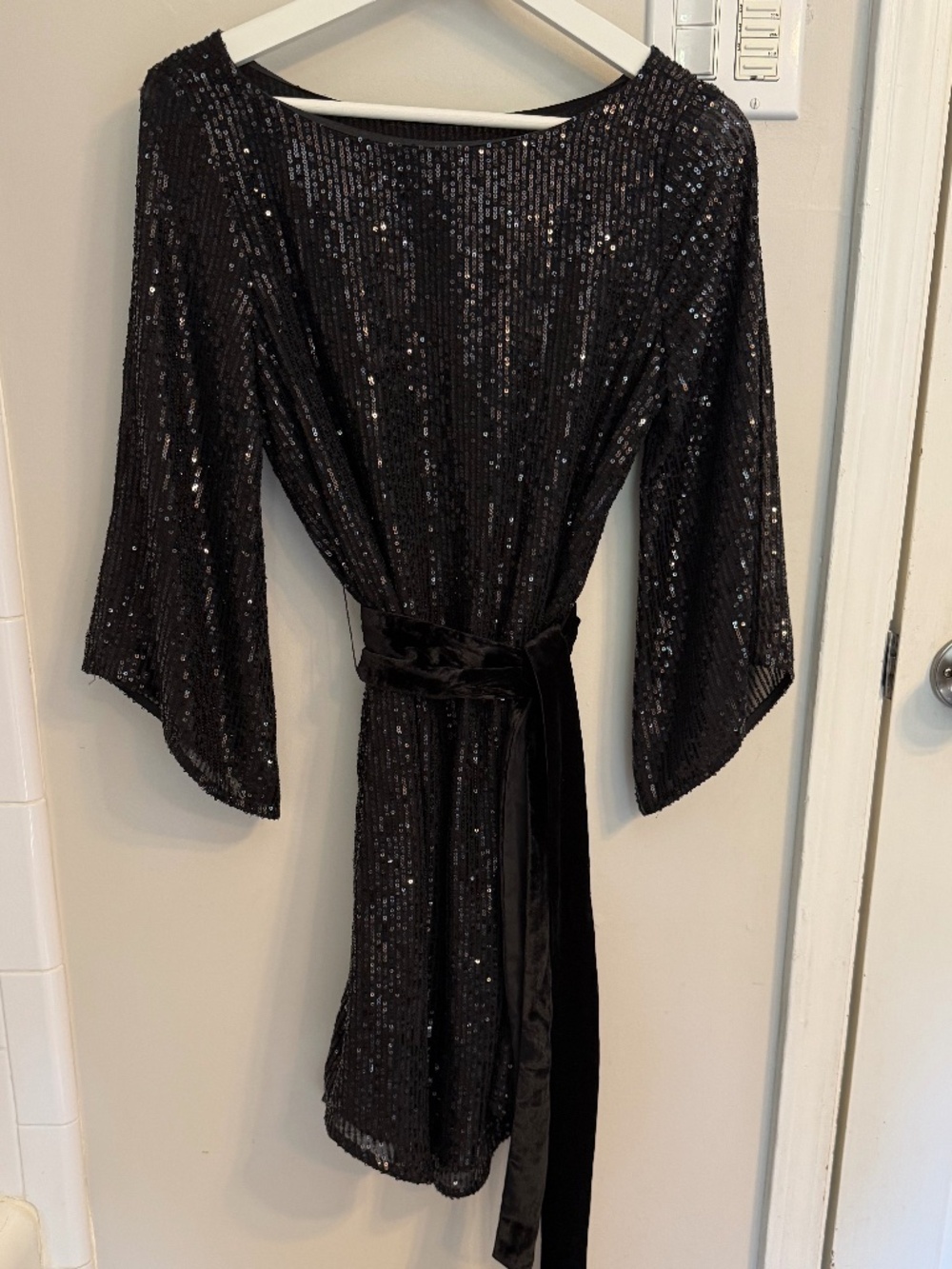 Anthropologie Black Sequin Dress, New with Tags, XS